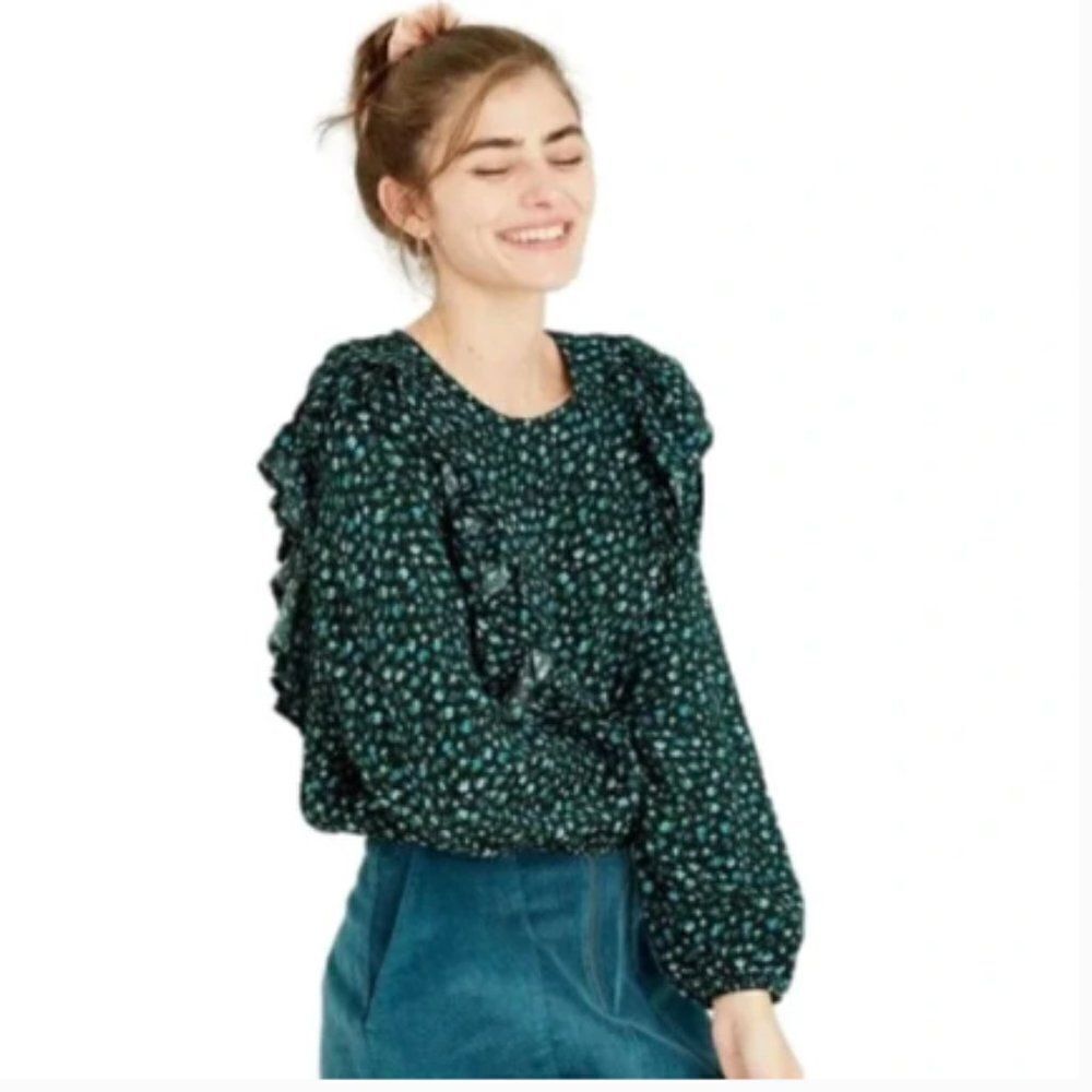 Ruffle Long Sleeve Blouse/Top 1X NWT